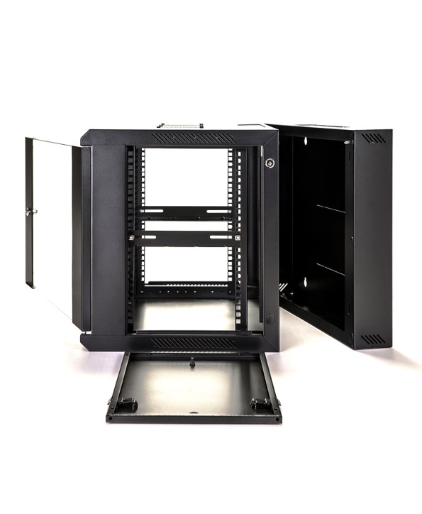 RACK MURAL ABI 9U DOBLE SECCIÓN 550 CON ACCESORIOS