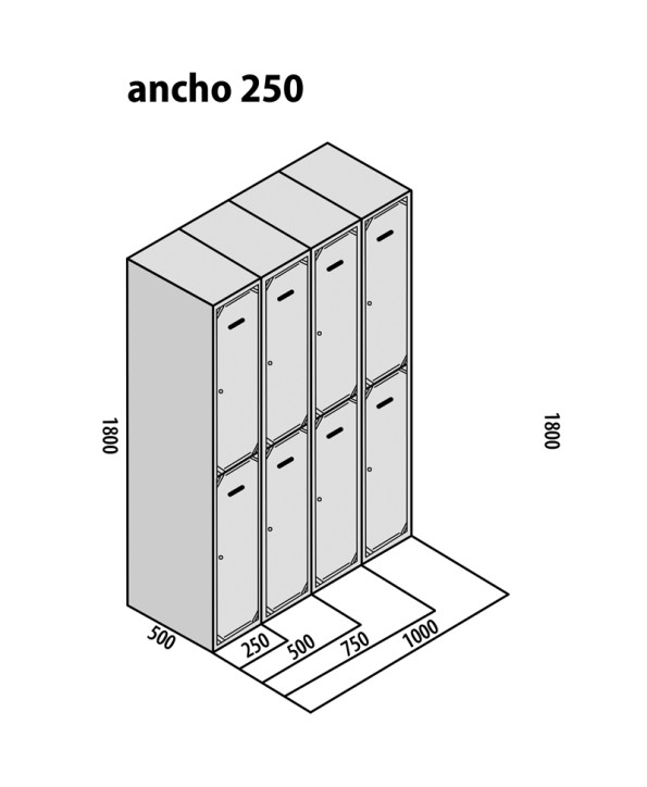 TAQUILLA BD 250 2 PUERTAS 3 MÓDULOS AZUL