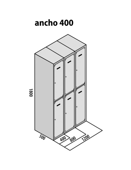 TAQUILLA BD 400 2 PUERTAS 3 MÓDULOS GRIS
