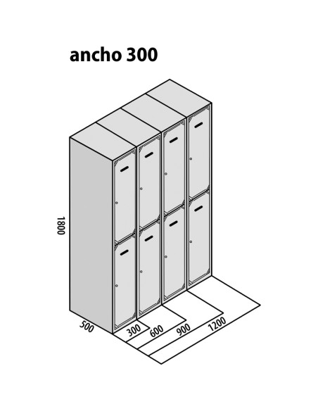 TAQUILLA BD 300 2 PUERTAS 4 MÓDULOS ROJO