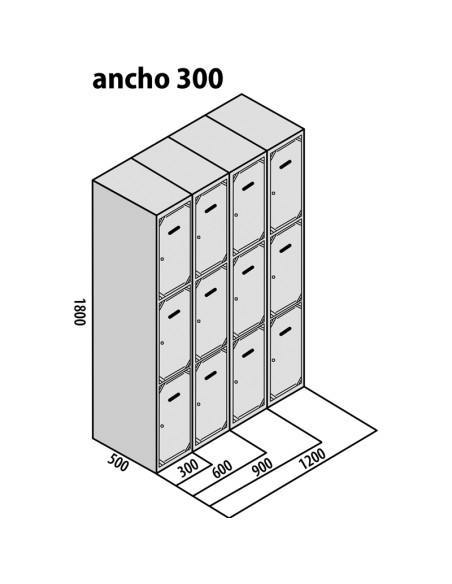 TAQUILLA BD 300 3 PUERTAS 1 MÓDULO GRIS