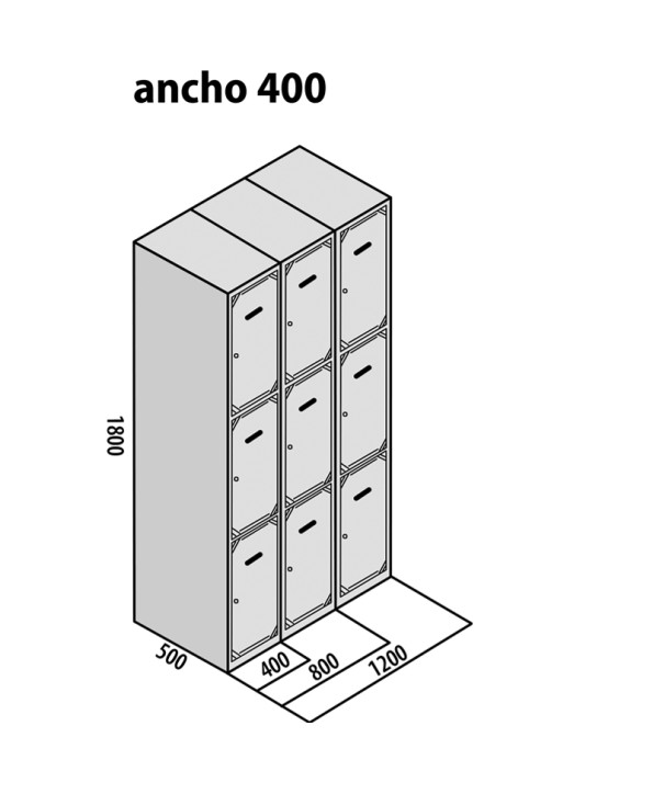 TAQUILLA BD 400 3 PUERTAS 2 MÓDULOS AZUL