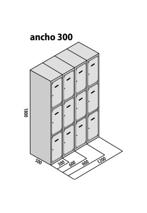 TAQUILLA BD 300 3 PUERTAS 3 MÓDULOS GRIS 2