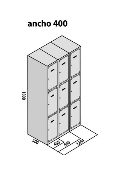 TAQUILLA BD 400 3 PUERTAS 3 MÓDULOS AZUL