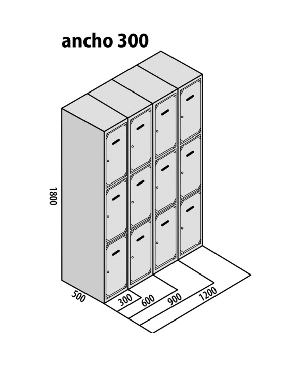 TAQUILLA BD 300 3 PUERTAS 4 MÓDULOS AZUL