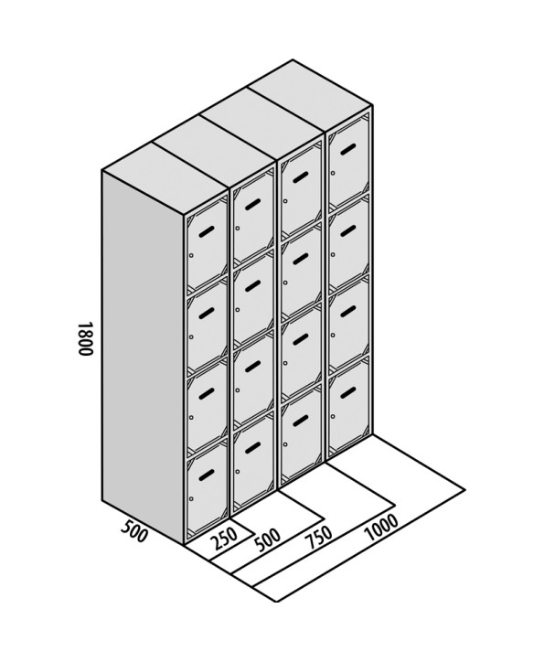 TAQUILLA BD 250 4 PUERTAS 3 MÓDULOS GRIS