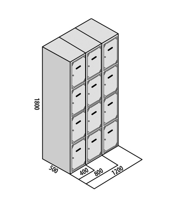 TAQUILLA BD 400 4 PUERTAS 3 MÓDULOS GRIS