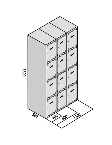 TAQUILLA BD 400 4 PUERTAS 3 MÓDULOS ROJO