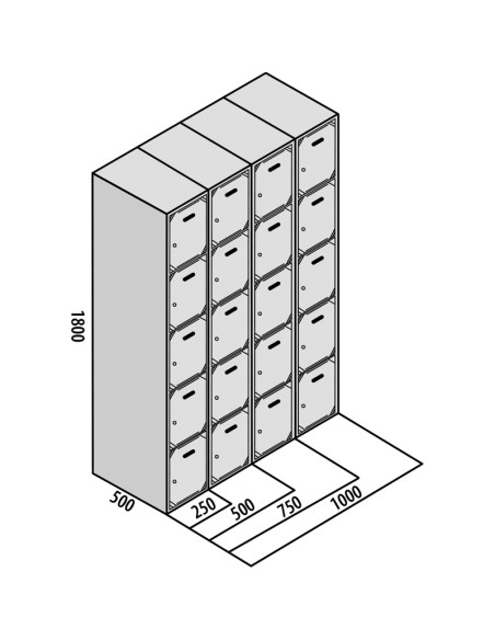 TAQUILLA BD 250 5 PUERTAS 3 MÓDULOS ROJO