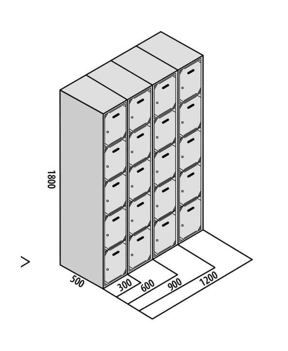 TAQUILLA BD 300 5 PUERTAS 3 MÓDULOS ROJO