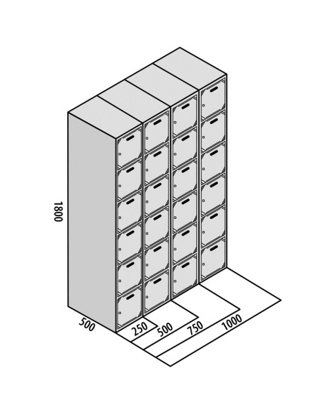 TAQUILLA BD 250 6 PUERTAS 1 MÓDULO ROJO