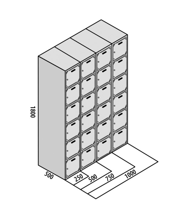 TAQUILLA BD 250 6 PUERTAS 3 MÓDULOS GRIS