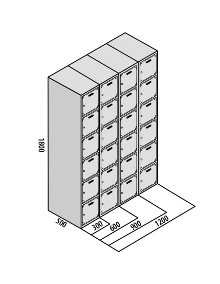 TAQUILLA BD 300 6 PUERTAS 3 MÓDULOS GRIS