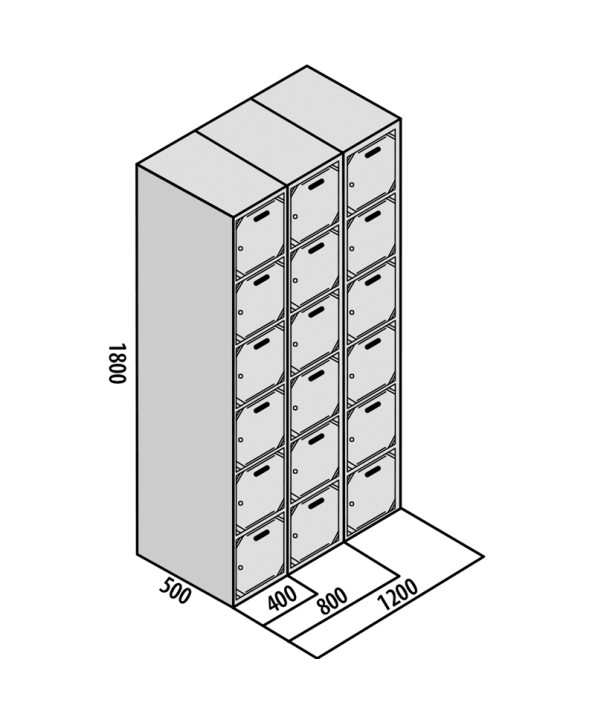 TAQUILLA BD 400 6 PUERTAS 3 MÓDULOS GRIS