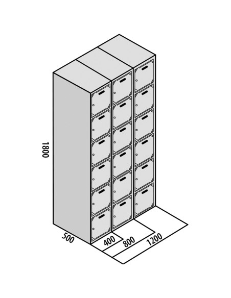 TAQUILLA BD 400 6 PUERTAS 3 MÓDULOS ROJO