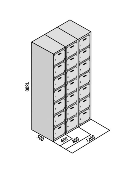 TAQUILLA BD 400 7 PUERTAS 1 MÓDULO ROJO
