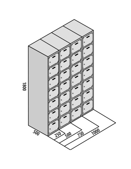 TAQUILLA BD 250 7 PUERTAS 2 MÓDULOS AZUL