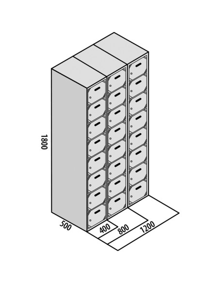 TAQUILLA BD 400 8 PUERTAS 2 MÓDULOS GRIS