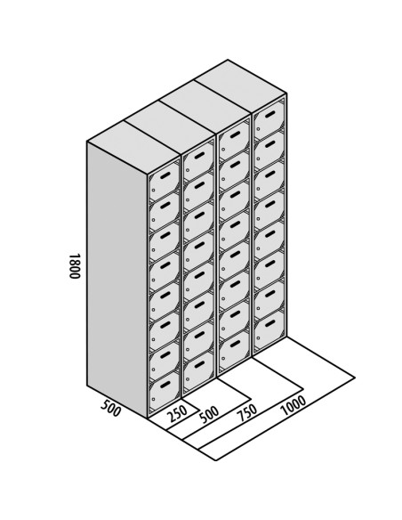 TAQUILLA BD 250 8 PUERTAS 3 MÓDULOS AZUL