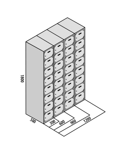 TAQUILLA BD 300 8 PUERTAS 3 MÓDULOS ROJO